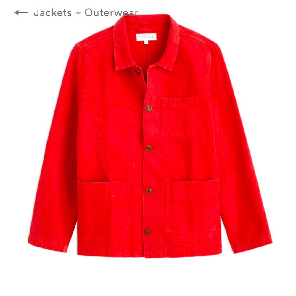 Alex Mill Britt recycled denim jacket in red, XS